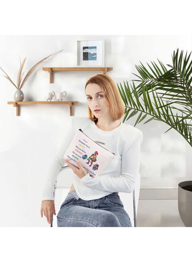 LEVLO Weight Lifting Cosmetic Make Up Bag Weightlifter Gifts Idea You Are Braver Stronger Smarter Than You Think Weightlifting Makeup Zipper Pouch Bag For Women Girls, Always Weight Lifting - Image 4