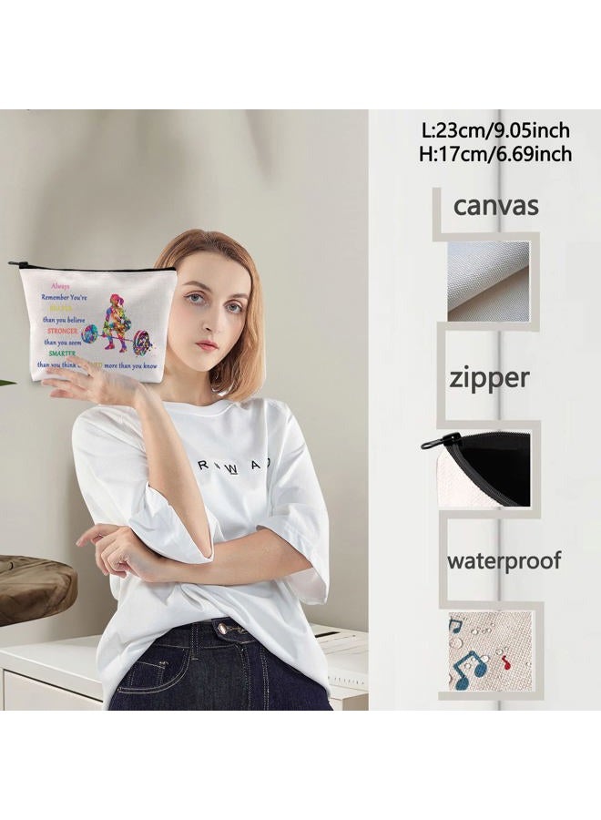 LEVLO Weight Lifting Cosmetic Make Up Bag Weightlifter Gifts Idea You Are Braver Stronger Smarter Than You Think Weightlifting Makeup Zipper Pouch Bag For Women Girls, Always Weight Lifting - Image 3