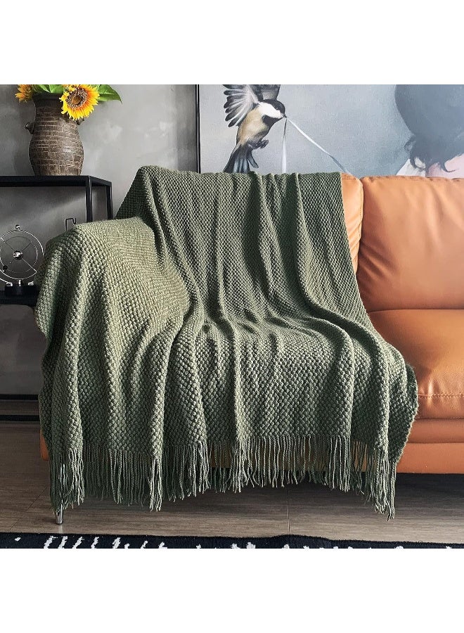 LOMAO LOMAO Knitted Throw Blanket with Tassels Bubble Textured Lightweight Throws for Couch Cover Home Decor  - Image 1