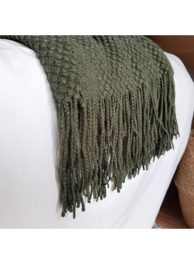 LOMAO LOMAO Knitted Throw Blanket with Tassels Bubble Textured Lightweight Throws for Couch Cover Home Decor  - Image 5