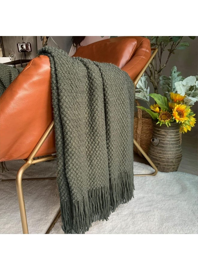 LOMAO LOMAO Knitted Throw Blanket with Tassels Bubble Textured Lightweight Throws for Couch Cover Home Decor  - Image 2