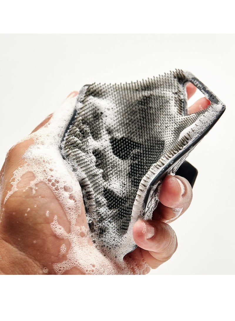 KASTWAVE Body Scrubber & Storage Hook Set, Silicone Shower & Bathroom Accessory, Features Silicone-Grip Technology, Removable & Reusable Gentle Exfoliator Pad & Massager (Black) - Image 5