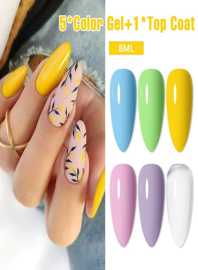 MSRUIOO Pastel Gel Polish Set Nude Nail Polish 5 Colors Gel Polish with Top Coat Purple Yellow Mint Green Blue Soak off UV Gel Art Manicure at Home Gifts - Image 3