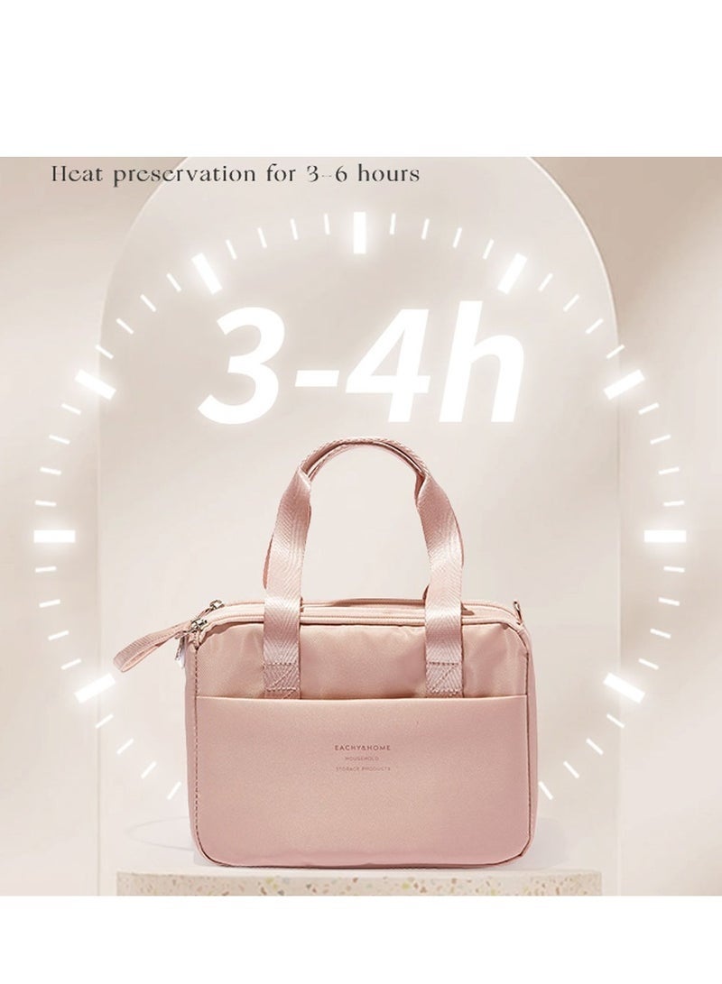 Insulated Lunch Bag for Women Men, Leakproof Tote with Adjustable Strap, Large Capacity Lunch Box Cooler Bag for Work, Office, Picnic, Reusable Lunch Pail for Adults Pink - Image 4