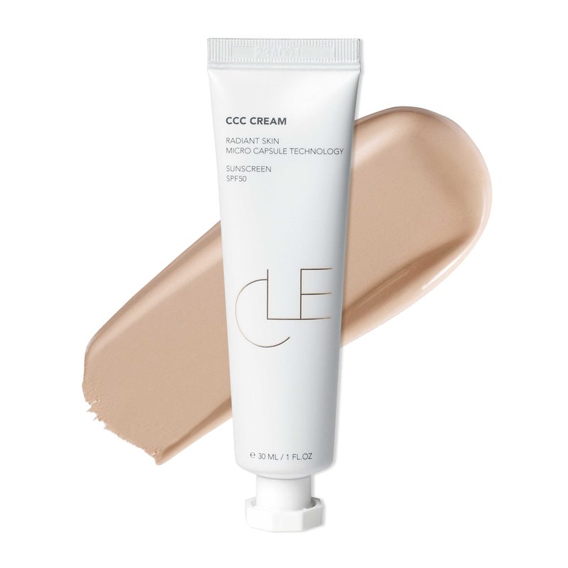 CLE Cosmetics CCC Cream (Neutral Medium Light 201 / SPF 50) - Color Correcting With Sunscreen - Lightweight, Hydrating Foundation - BB & CC Hybrid - Light to Medium Coverage - 1 fl oz - Image 1