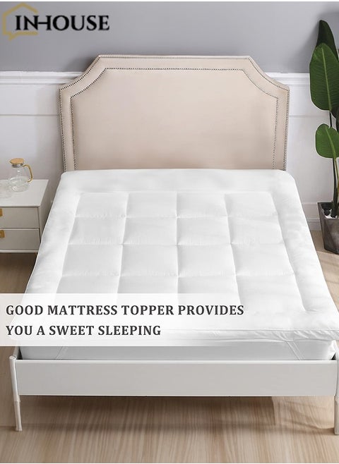 Microfiber King Size Mattress Topper 8 cm With Microfiber Filling and Rubber Corners Edge
