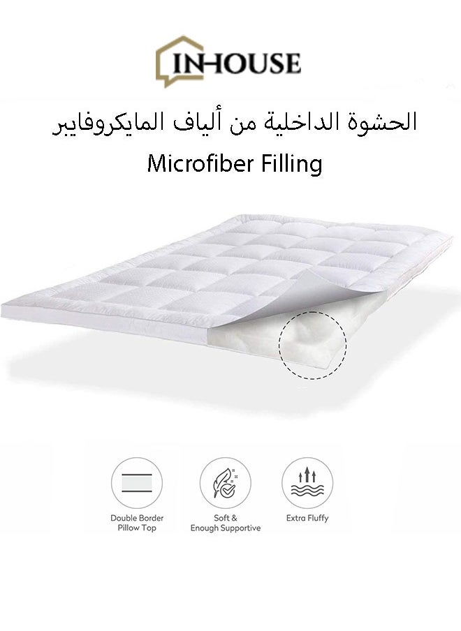 In-House - Microfiber King Size Mattress Topper 8 cm With Microfiber Filling and Rubber Corners Edge - Image 1