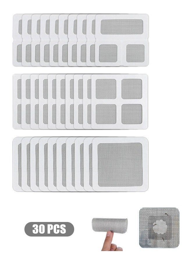 Generic - 30 Sheets Window Screen Repair Patches Kit, 3 Sizes Self Adhesive Replacement Screen Patches for Repair Holes Tearing, Mosquito Net - Image 1