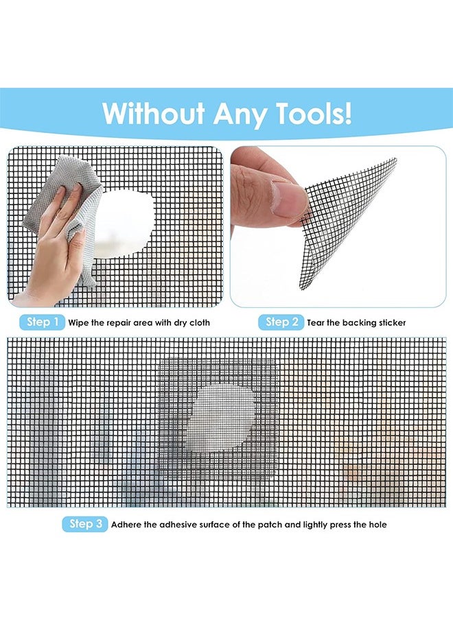 Generic - 30 Sheets Window Screen Repair Patches Kit, 3 Sizes Self Adhesive Replacement Screen Patches for Repair Holes Tearing, Mosquito Net - Image 1