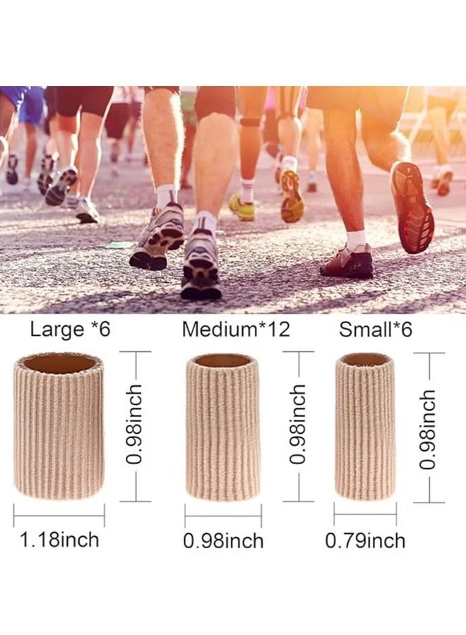اتش واي 24 قطعة أنابيب اصبع القدم، اصبع القدم وسادة أنبوب منصات الذرة لأصابع القدم الأكمام لينة هلام واقيات للوسائد بثور الذرة النسيج أصابع القدم والأصابع (3 الحجم) - Image 2