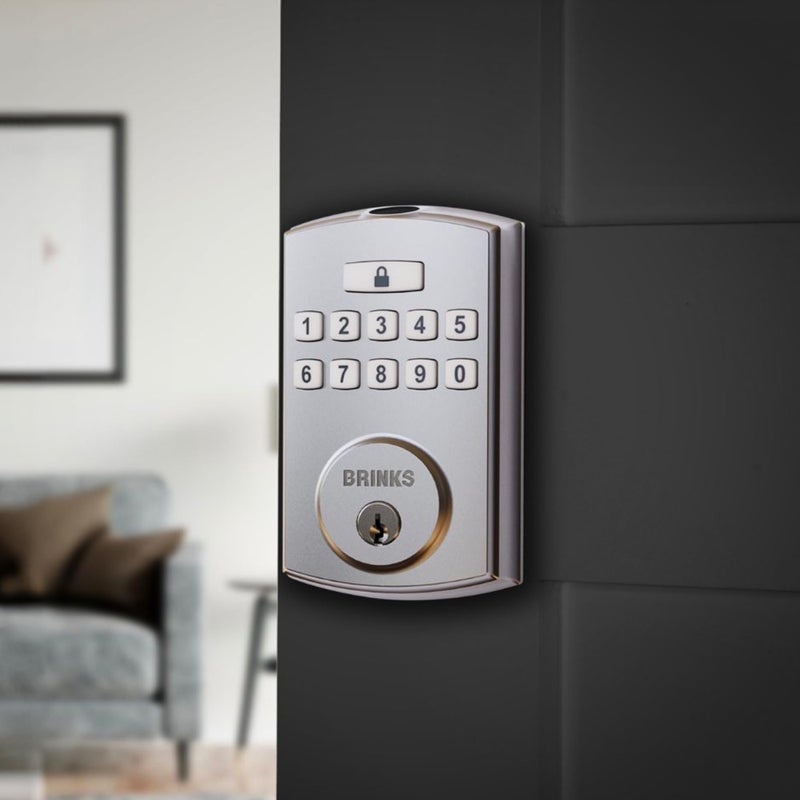 BRINKS Security Door Locks, High-Security Keyless Entry, Smart Electronic Door Lock with Deadbolt, Up to 50 Codes, Automatic Locking (Deadbolt, Satin Nickel) - Image 2