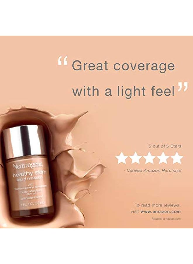 Neutrogena Healthy Skin Liquid Makeup Foundation Broad Spectrum Spf 20 Sunscreen Lightweight & Flawless Coverage Foundation With Antioxidant Vitamin E & Feverfew 135 Chestnut 1 Fl. Oz  - Image 5