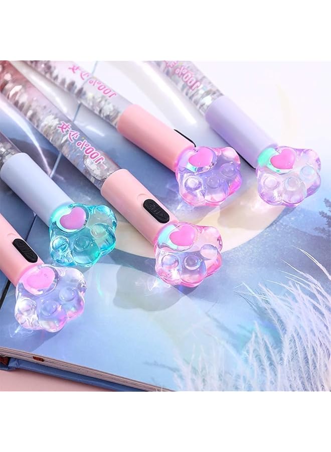 erorex 8 Pcs Pens Pens Fun Pens 0.5Mm Cat Paw Love Light Up Ballpoint Pens Black Writing Gel Pens Suitable For School Office Kids Girls And Women. - Image 3