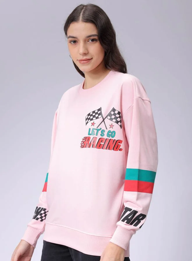 Freehand Women Boxy Fit Racing Oversized Sweatshirt