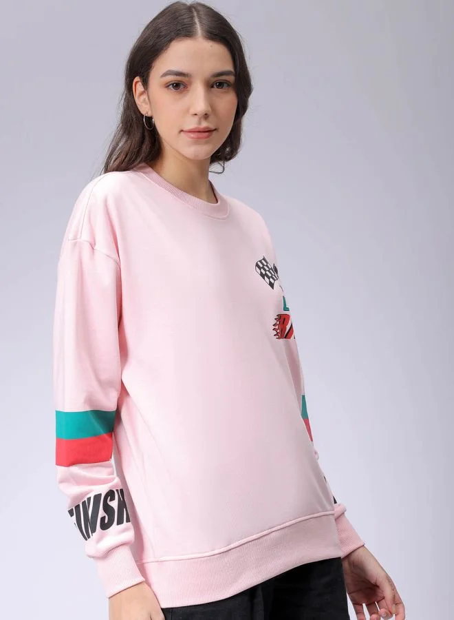 Freehand Women Boxy Fit Racing Oversized Sweatshirt