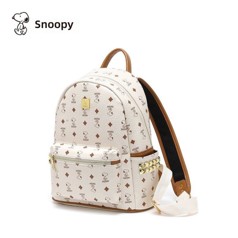 Snoopy 2026 New Style Backpack for Commute, Large Capacity, PU Leather, Fashionable Solid Color, Fits 8-inch Laptop - Image 2