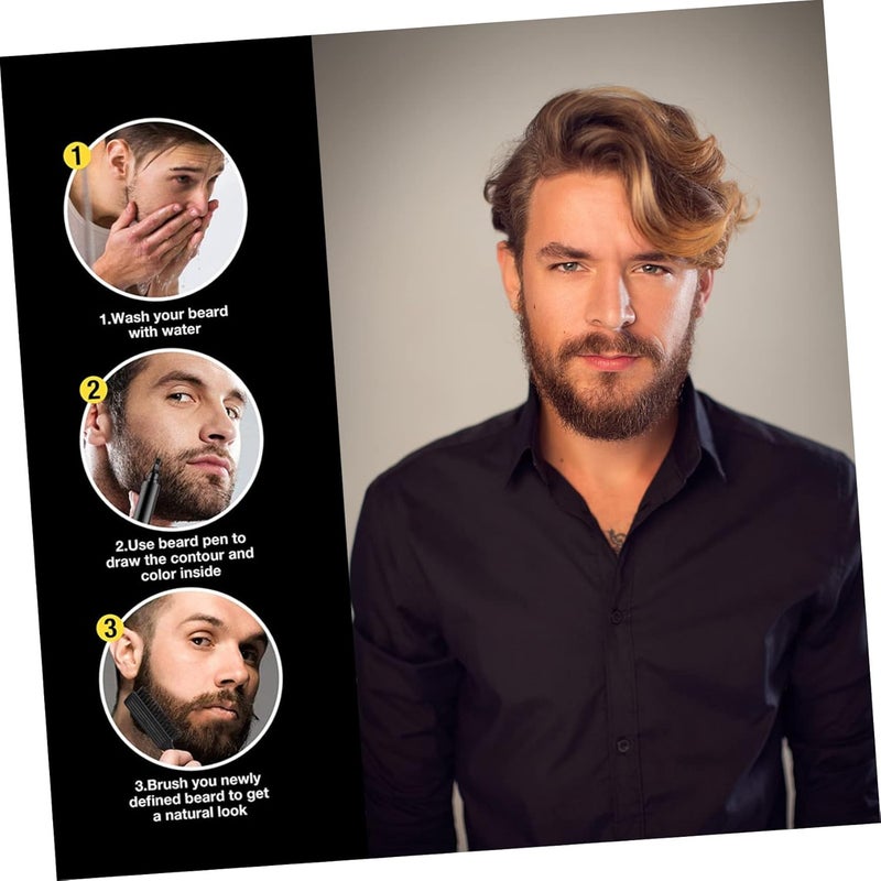 1set Beard Filler Pen and Brush for Men Deep Brown Beard Styling Tool Natural Look Compact and Portable Pencil for Everyday Use - Image 3
