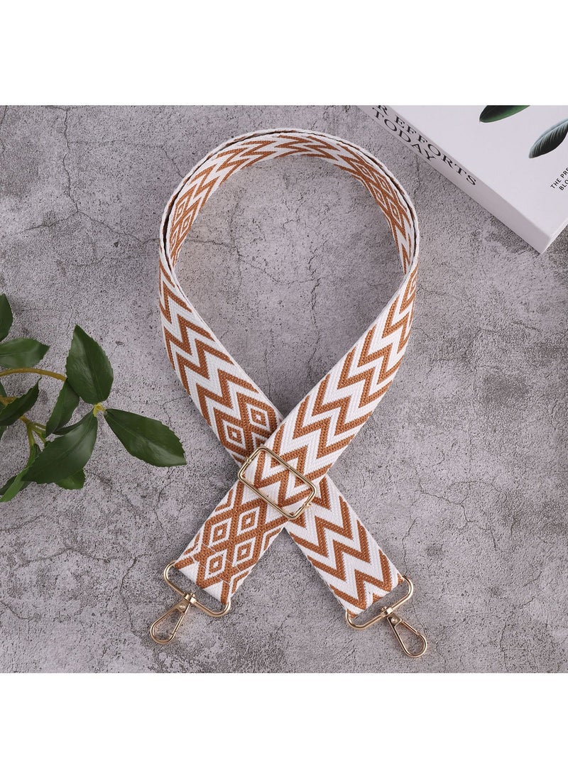 Generic DIY Ethnic Style Bag Straps Adjustable Wide Shoulder white brown 