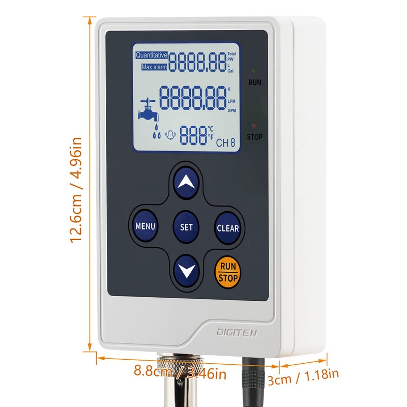 DIGITEN Water Flow Control LCD Display+1/2"Flow Sensor Meter+1/2"Solenoid Valve+12V power - Image 2