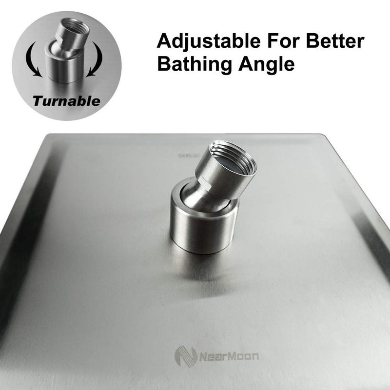 NearMoon Rain Shower Head, High Flow Stainless Steel Square Rainfall Shower, High Pressure Design, Awesome Shower Experience Even At Low Water Flow (8 Inch, Brushed Nickel) - Image 3