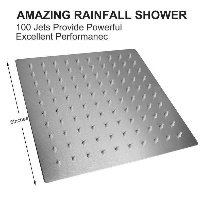 NearMoon Rain Shower Head, High Flow Stainless Steel Square Rainfall Shower, High Pressure Design, Awesome Shower Experience Even At Low Water Flow (8 Inch, Brushed Nickel) - Image 5