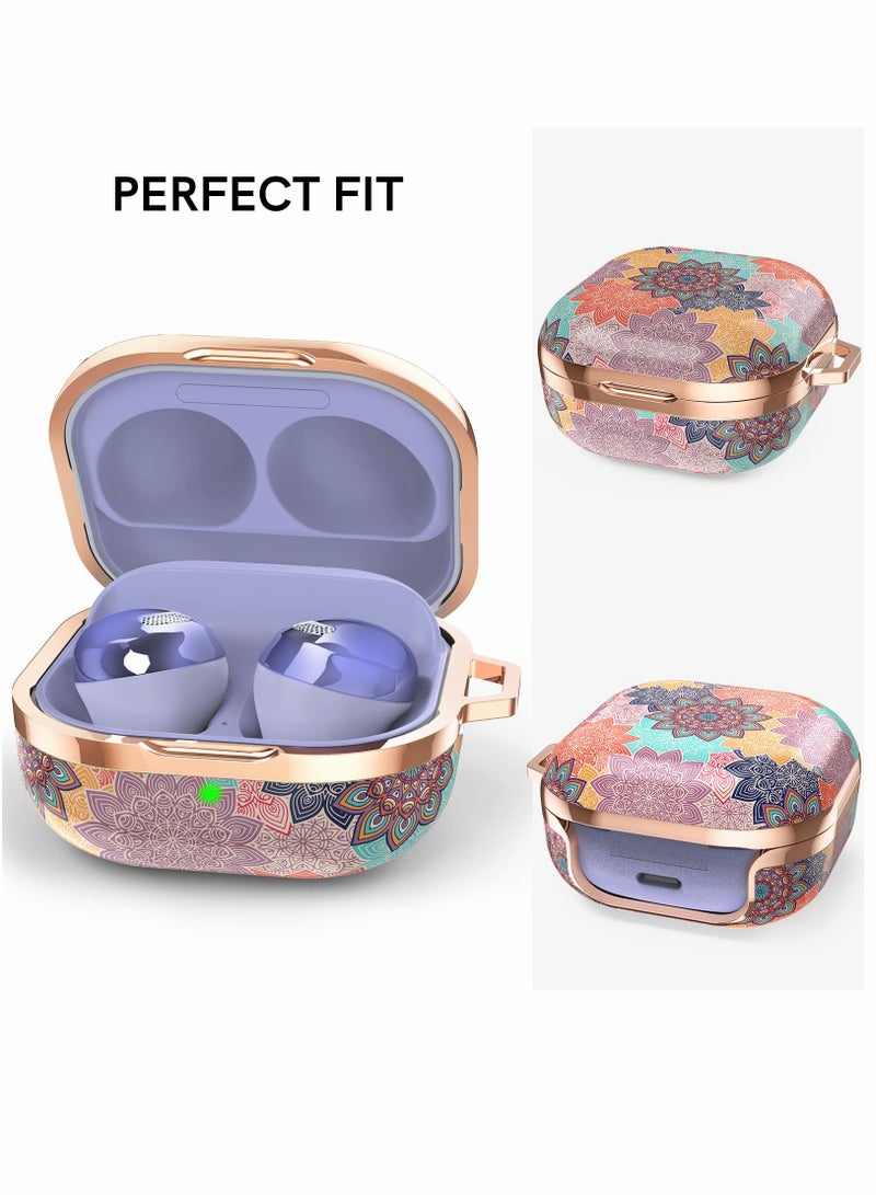 Excefore Earphone Protective Cover, for Samsung Galaxy Buds 2 Pro Case / Galaxy Buds Pro Case / Galaxy Buds 2 Case / Galaxy Buds Live Case Stylish Hard TPU Shockproof Cover for Women Girls (Mandala,with wrist - Image 5