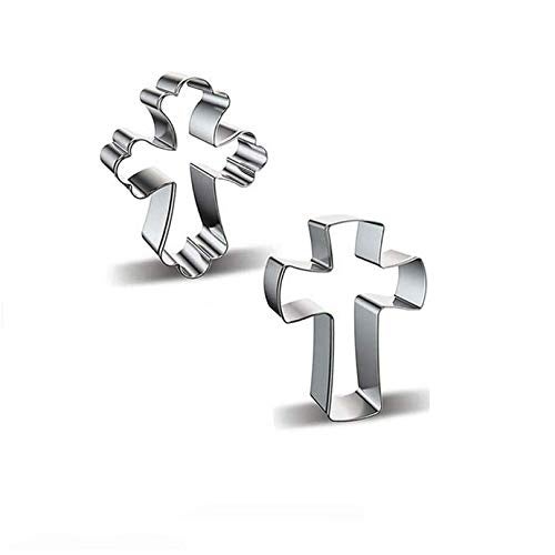 Aeyistry 2 Pcs Easter Cookie Molds Cutters SetDifferent Shapes Stainless Steel Cross Cookie CutterSilver