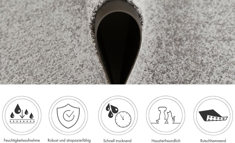 ANDIAMO Verdi Doormat Non-Slip Dirt Trapper Mat Indoor for Entrance Area Ideal as a Door Mat or Doormat for the Front Door 40 x 60 cm in Silver - Image 4