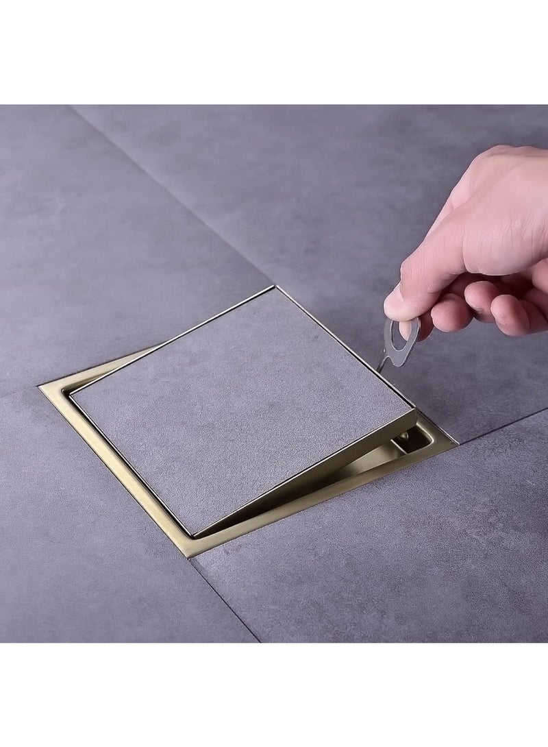Premium Gold SUS 304 Stainless Steel Floor Drain Cover – Square Bathroom & Shower Drain, Rustproof, Anti-Clog, Modern Design for Kitchen & Wet Areas - Image 4