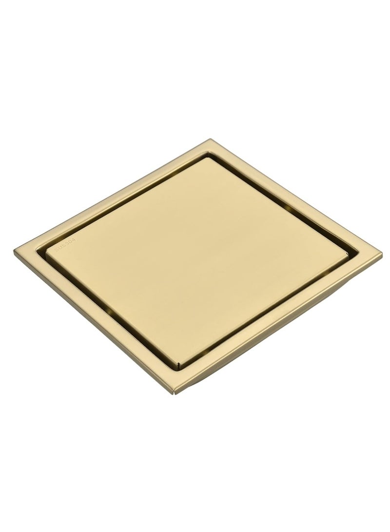 Premium Gold SUS 304 Stainless Steel Floor Drain Cover – Square Bathroom & Shower Drain, Rustproof, Anti-Clog, Modern Design for Kitchen & Wet Areas - Image 1