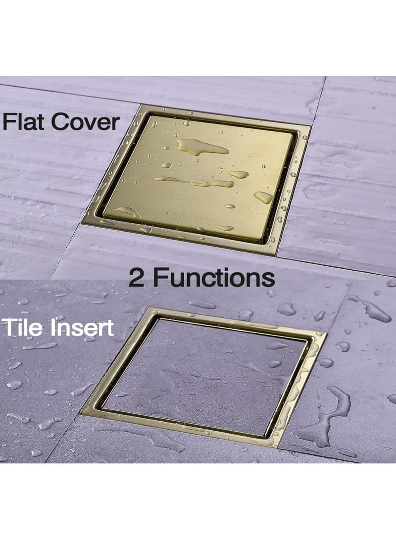 Premium Gold SUS 304 Stainless Steel Floor Drain Cover – Square Bathroom & Shower Drain, Rustproof, Anti-Clog, Modern Design for Kitchen & Wet Areas - Image 2