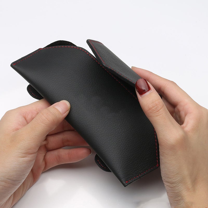 Car Glasses Holder Car Sun Visor Glasses Clamp PU Leather Sunglasses Organizer - Image 2