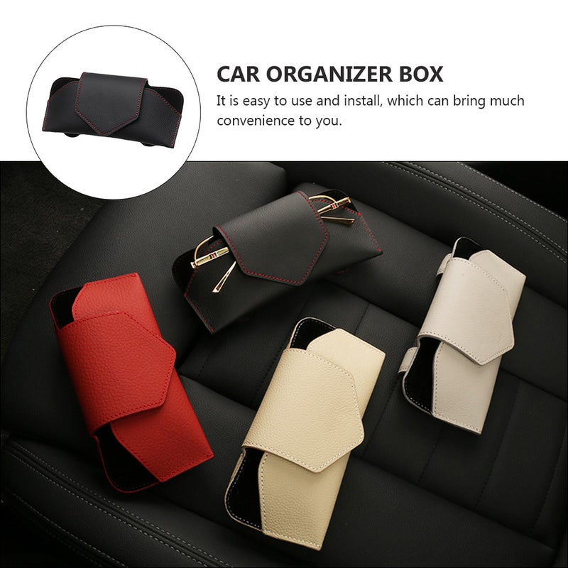 Car Glasses Holder Car Sun Visor Glasses Clamp PU Leather Sunglasses Organizer - Image 4