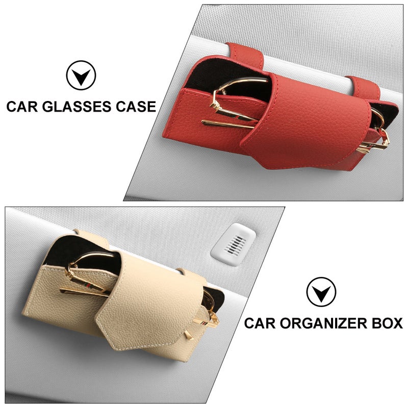 Car Glasses Holder Car Sun Visor Glasses Clamp PU Leather Sunglasses Organizer - Image 5