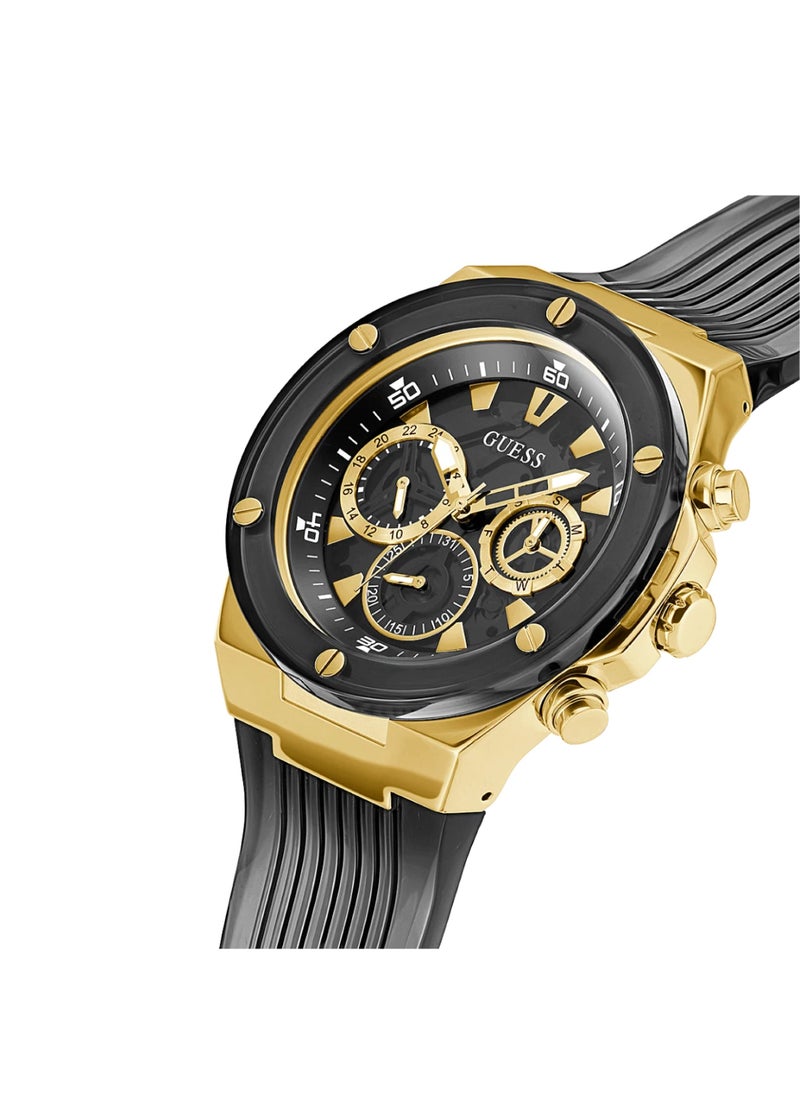 GUESS ساعة جيس كرونوغراف سوداء للرجال بسوار من السيليكون - GW0425G1  - Image 2