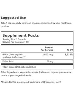 global healing center Global Healing Biotin (Vitamin B7) Supplement Vitamins With Organic Sesbania Extract To Support Radiant Skin Stronger Nails And Healthy Thicker Hair Growth For Men & Women 2500Mcg 60 Capsules  - Image 4