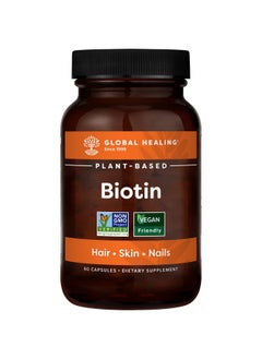 global healing center Global Healing Biotin (Vitamin B7) Supplement Vitamins With Organic Sesbania Extract To Support Radiant Skin Stronger Nails And Healthy Thicker Hair Growth For Men & Women 2500Mcg 60 Capsules  - Image 2