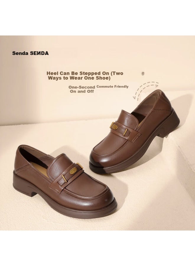 Senda a Women's Loafers Autumn Winter Commuter Comfortable Flats Brown Size 35 - Image 1