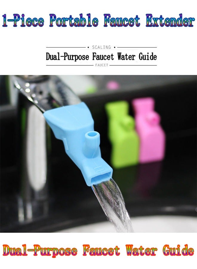1-Piece Portable Faucet Extender,Dual-Purpose Faucet Water Guide for Rinse Mouth and Hand Washing,Muslim Cleaning Rinse Mouth Special Faucet Converter,Outdoor Clean and Healthy Faucet Mini Water Guide,Home and School Children Hand Washing Splash Proof Faucet Extender  - Image 1
