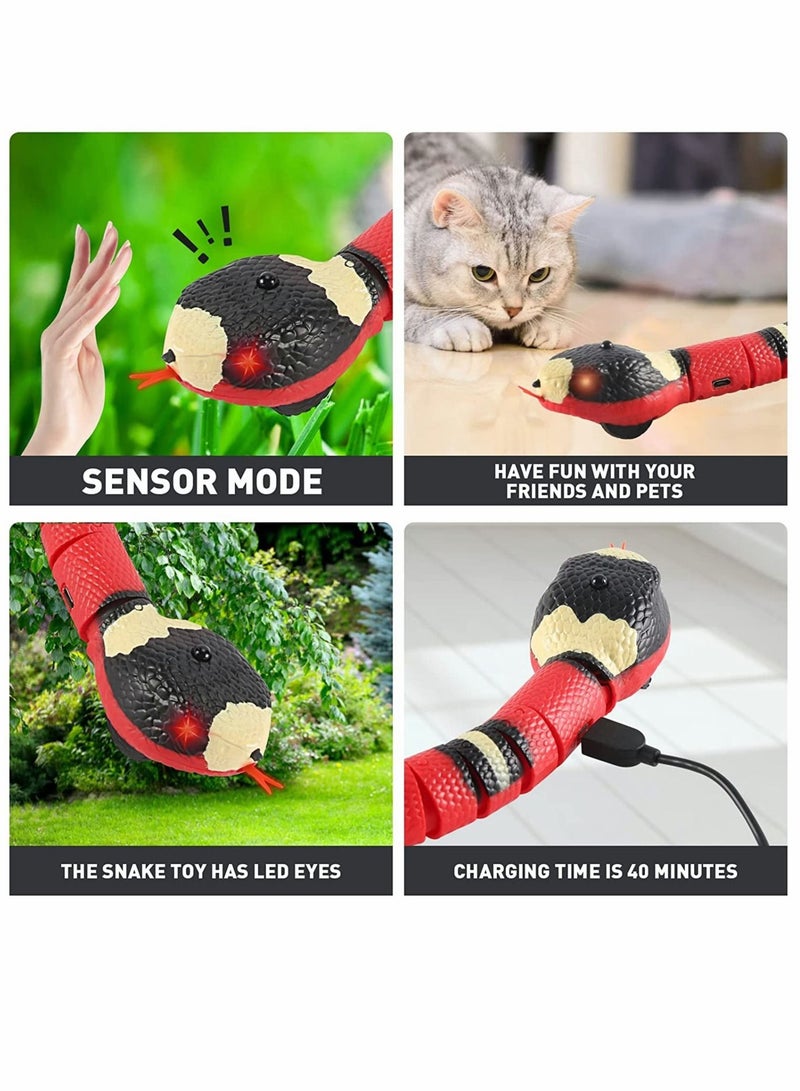 Realistic Simulation Smart Sensing Snake Toy Usb Rechargeable, Automatically Sense Obstacles And Escape Tricky Snake Cat Toys For Indoor Cats Dogs  - Image 4