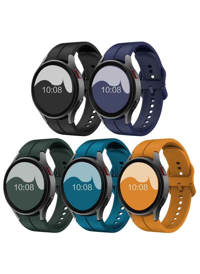 Band Compatible with Samsung Galaxy Watch 5/ Galaxy Watch 5 Pro 45mm/ Galaxy Watch 4 40mm 44mm/ Galaxy Watch 4 Classic 42mm 46mm, No Gap Silicone Replacement Strap with Colorful Buckle(5 Pack) - Image 1
