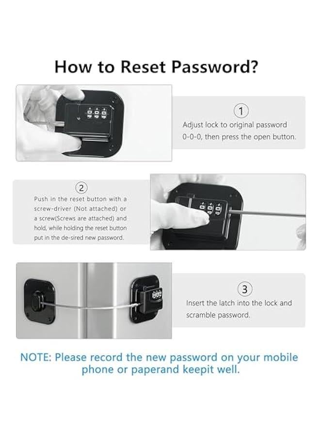 HOOKOR Durku Safety Cabinet Locks, Refrigerator Fridge Freezer Door Lock with Password, Child Proof Lock for Kitchen Refrigerator, Cabinets and Drawers, Closets, Windows, Doors - Image 4