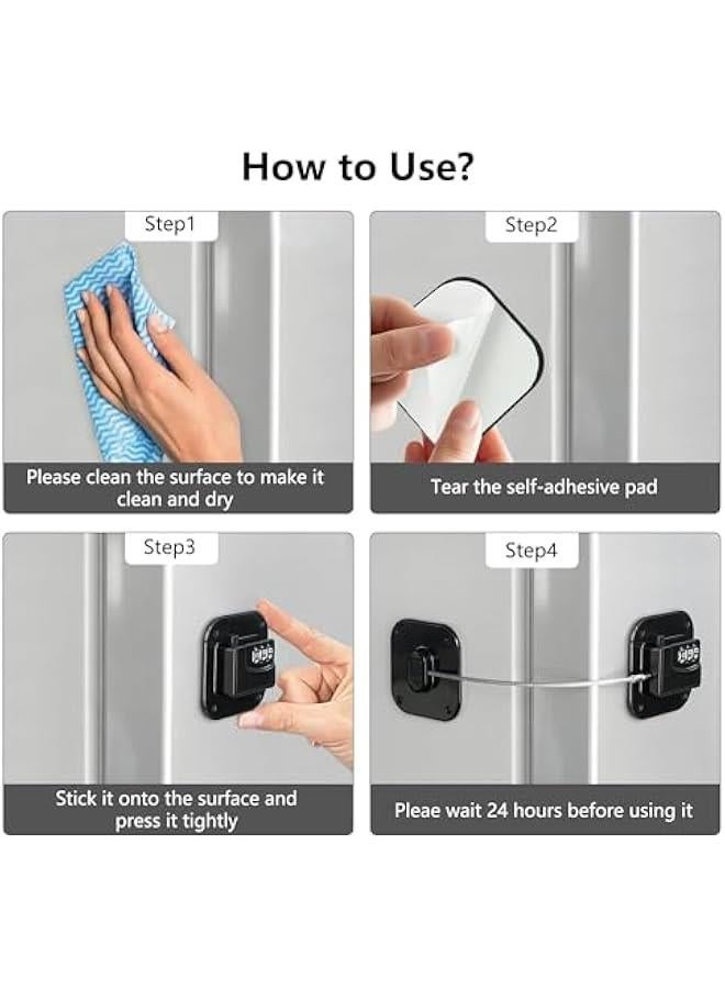 HOOKOR Durku Safety Cabinet Locks, Refrigerator Fridge Freezer Door Lock with Password, Child Proof Lock for Kitchen Refrigerator, Cabinets and Drawers, Closets, Windows, Doors - Image 5