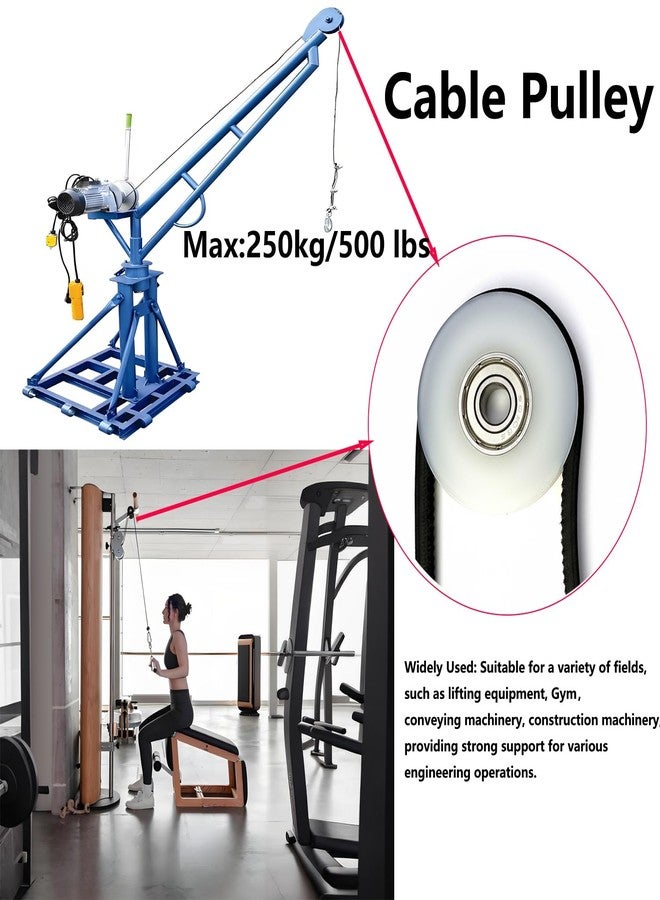 Preamer 46.5mm Round Groove Nylon Pulley Wheels Roller for 6, 8,10mm Rope, with 608zz Bearing - Image 4
