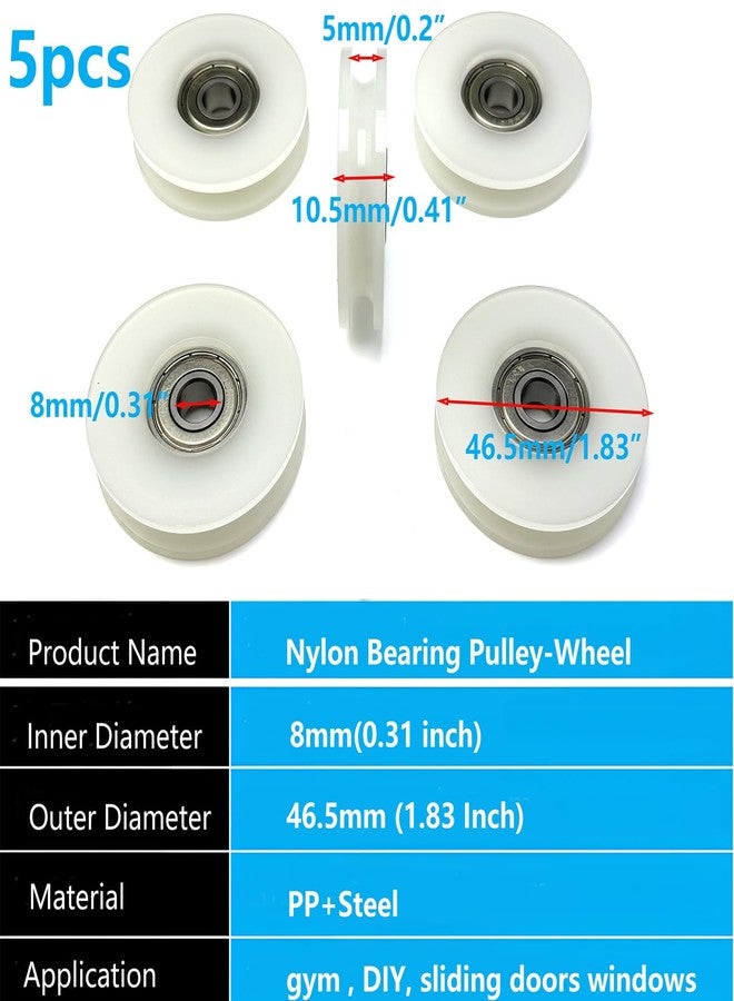 Preamer 46.5mm Round Groove Nylon Pulley Wheels Roller for 6, 8,10mm Rope, with 608zz Bearing - Image 3