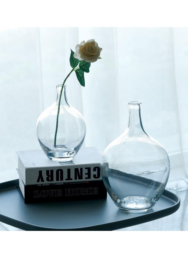 RyddeligHome Small Glass Decorative Vase for Pampas Grass Flowers for Decor for Dining Table Centerpiece for Living Room Home, Shelf, Demijohn, 7.9 inch Tall, Clear  - Image 5