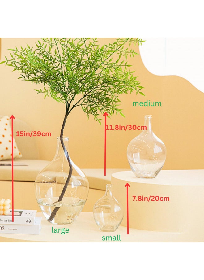 RyddeligHome Small Glass Decorative Vase for Pampas Grass Flowers for Decor for Dining Table Centerpiece for Living Room Home, Shelf, Demijohn, 7.9 inch Tall, Clear  - Image 4