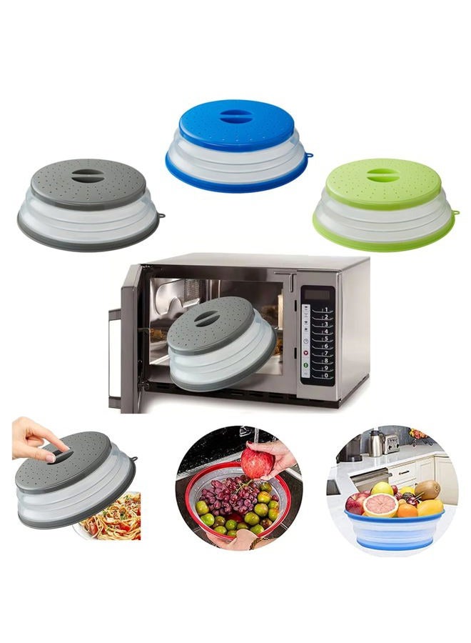 XGHJ Microwave Splatter Cover Vented for Food, Splatter Guard & Colander Kitchen Gadget for Fruit Vegetables Microwave Plate Cover with Hook Hole,Dishwasher-Safe,BPA-Free Silicone & Plastic (1 Pack) - Image 5