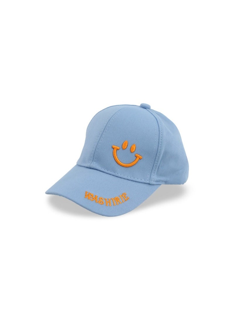 Fancy Boys Cotton Cap – Baby Blue with Smile Embroidery - Image 1