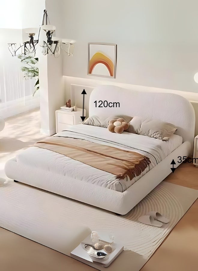 Bed and Mattress Home Cozy Cocoon Upholstered Premium Queen Size ( Mattress Size 150 X 190 CM ) Off White Color Bed Size 213 L X  165 W ( Mattress Sold Separately ) - Image 3